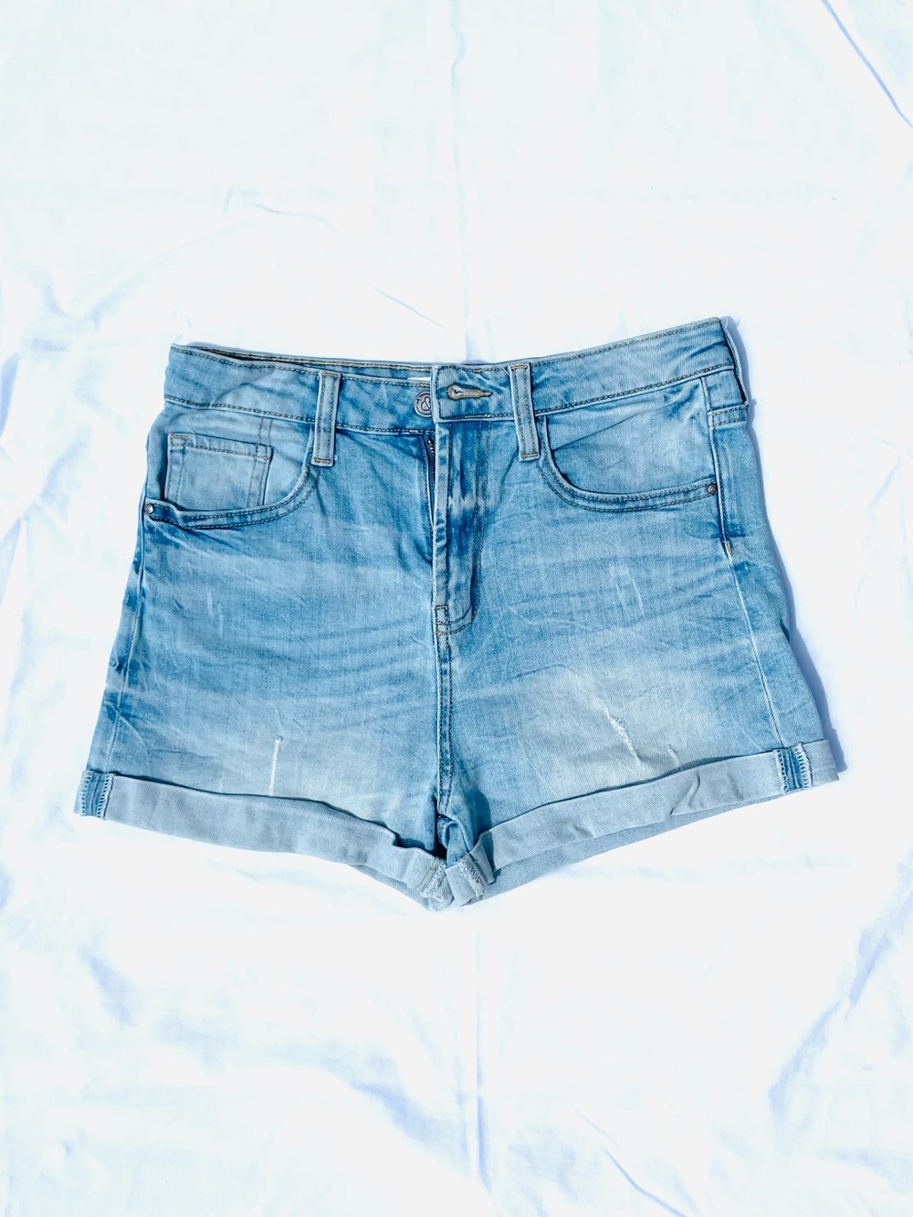Treasure & Bond Girl’s Light Blue Denim High-Waist Shorts, Size 16